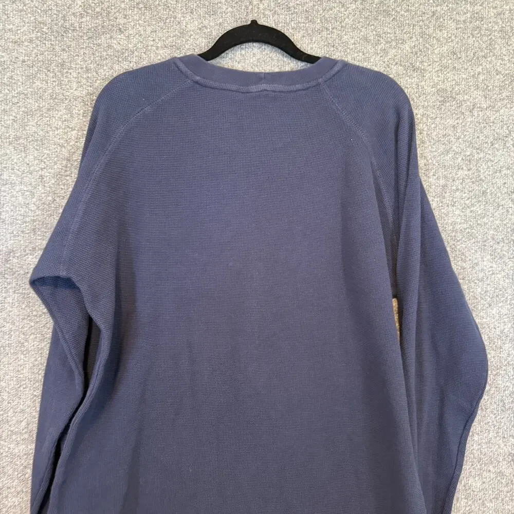 Nike Shirt Mens 2XL XXL Blue Vintage Waffle Knit Long‎ Sleeve Crewneck Y2K